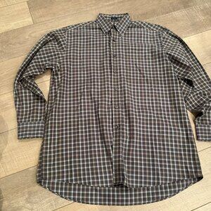 HATHAWAY MENS NO IRON BROWN BUTTON UP SHIRT SIZE MEDIUM